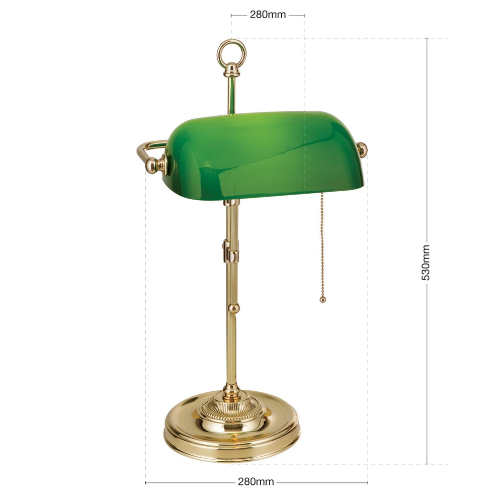 Lampe de banquier Harvard interrupteur laiton/vert Sans outil d'installation