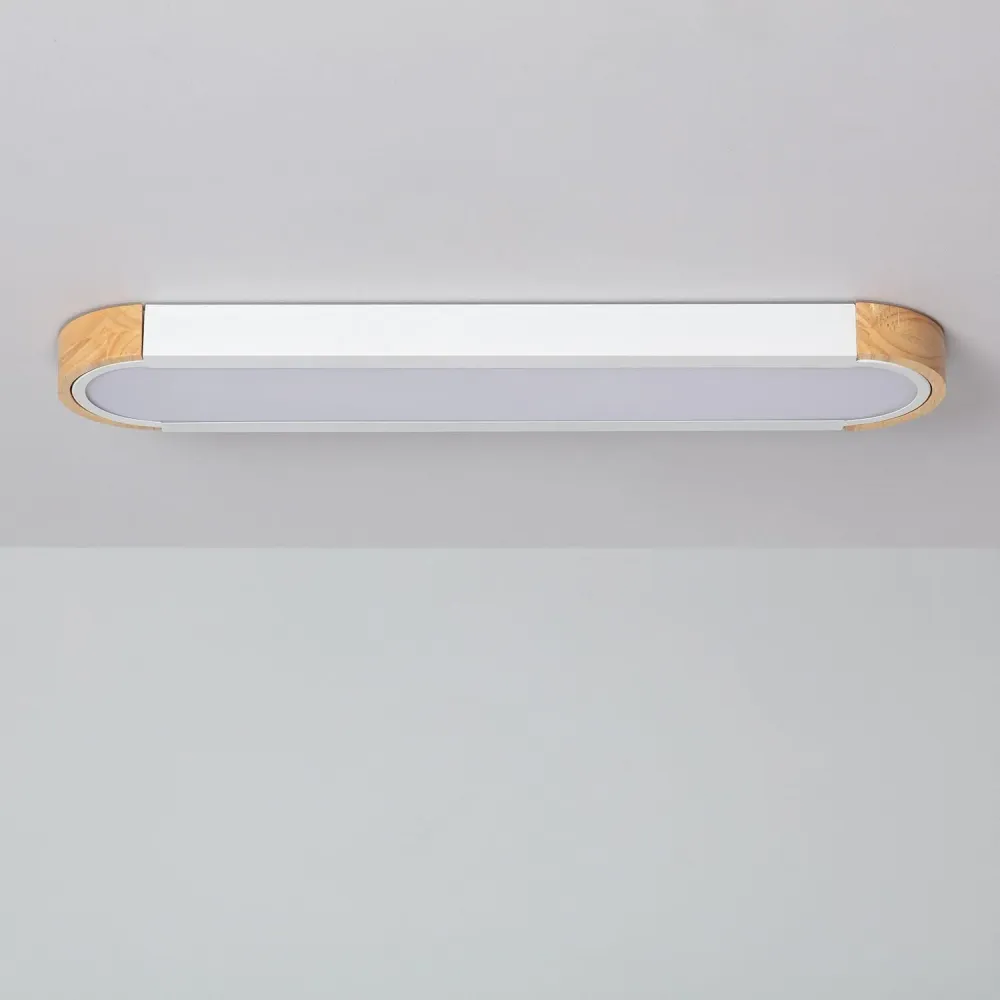 Lampe de plafond LED 18W Bois Métal 140x650 mm CCT Ajustable. avec LED intégrée non remplaçable
