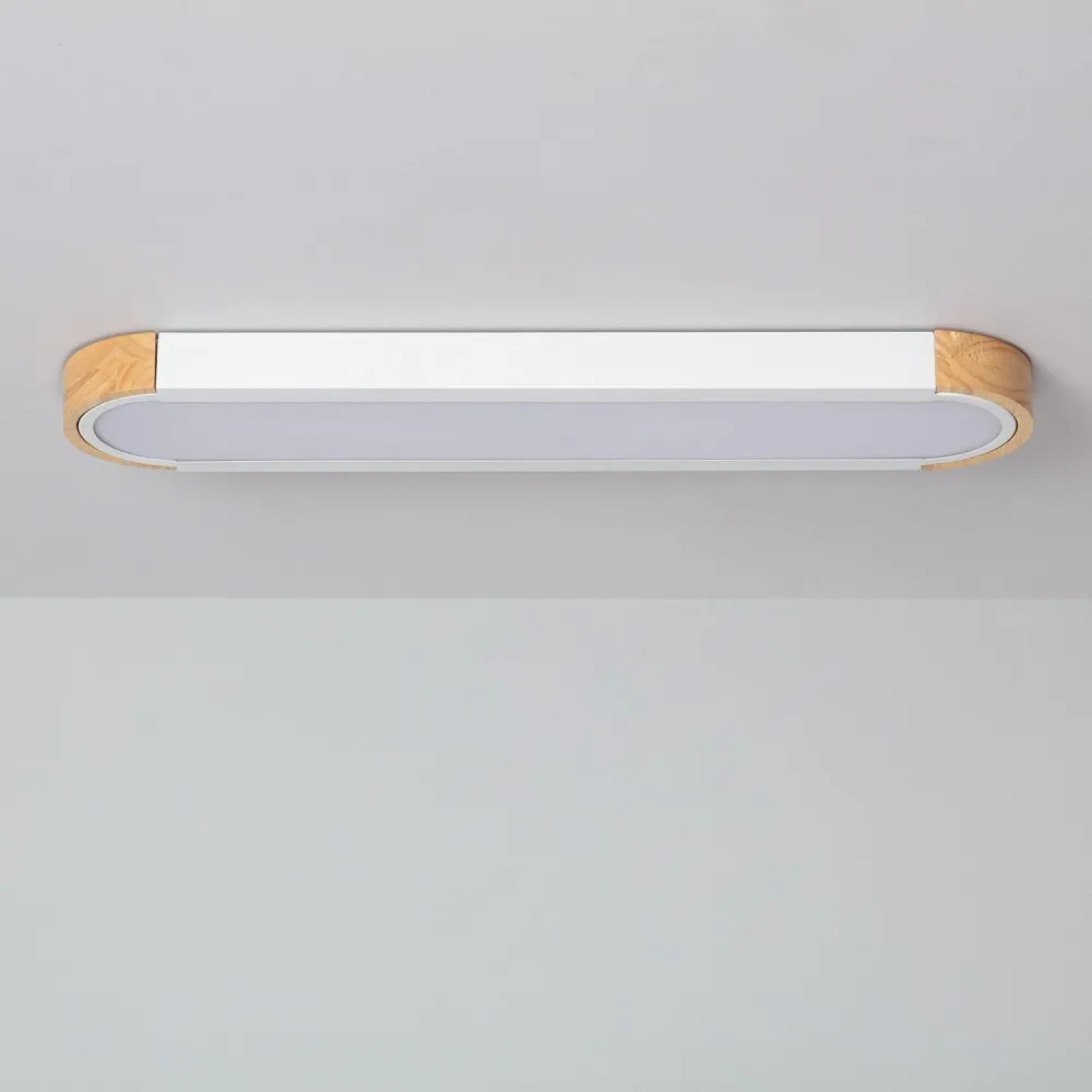 Lampe de plafond LED 18W Bois Métal 140x650 mm CCT Ajustable. avec LED intégrée non remplaçable