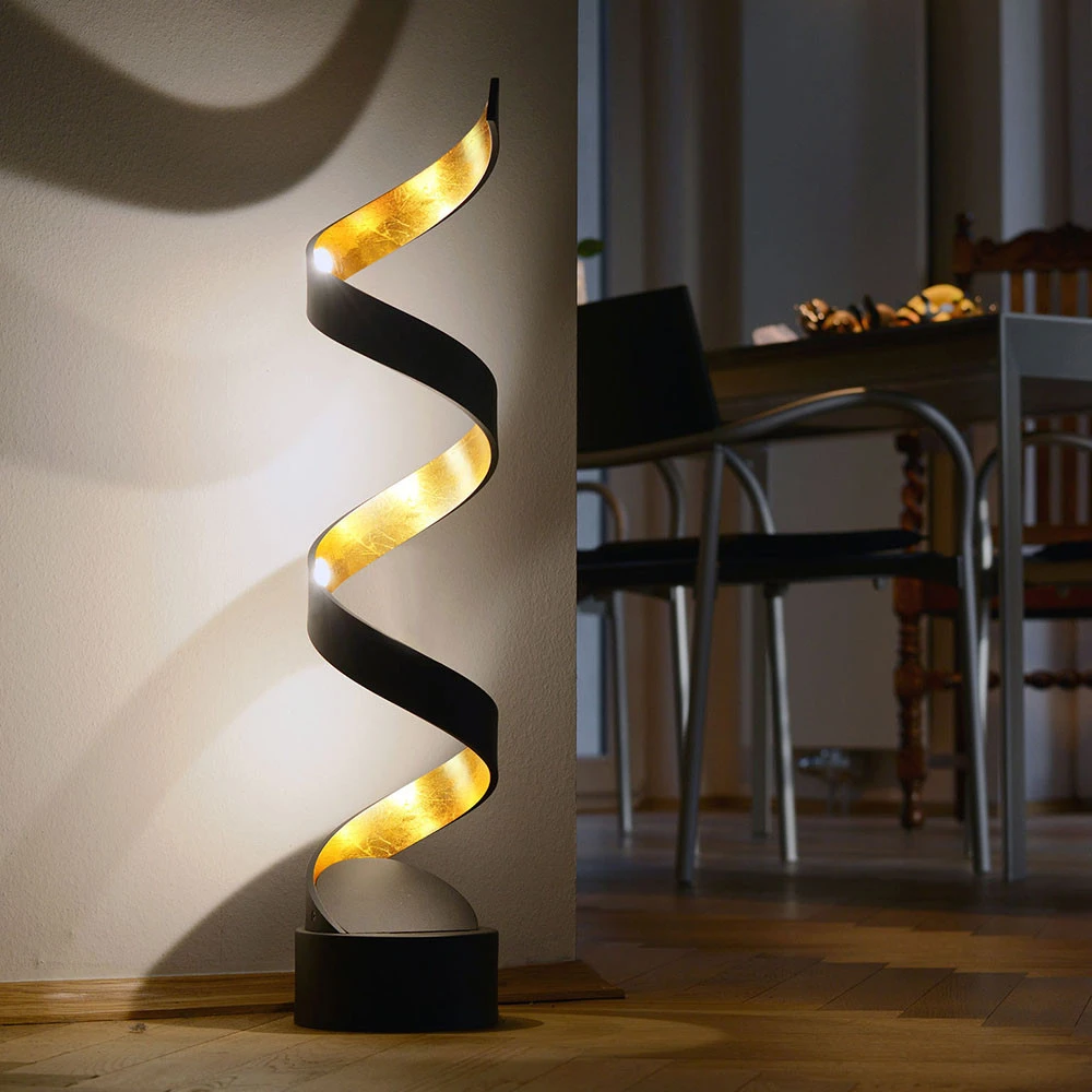 Lampe à poser LED Helix, 66 cm, noire-dorée Sans outil d'installation
