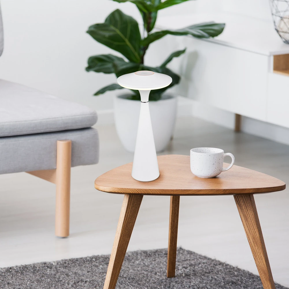 Lampe de table LED sur batterie Torrez, blanc, hauteur 28,5 cm, CCT