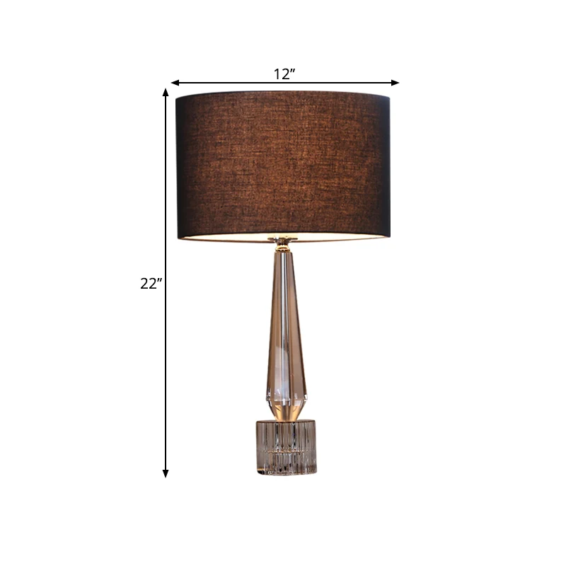 Lampe de Table de nuit ombragée à 1 tête, lance traditionnelle en cristal cristallin, en lin/blanc/noir, pour salon pour e...