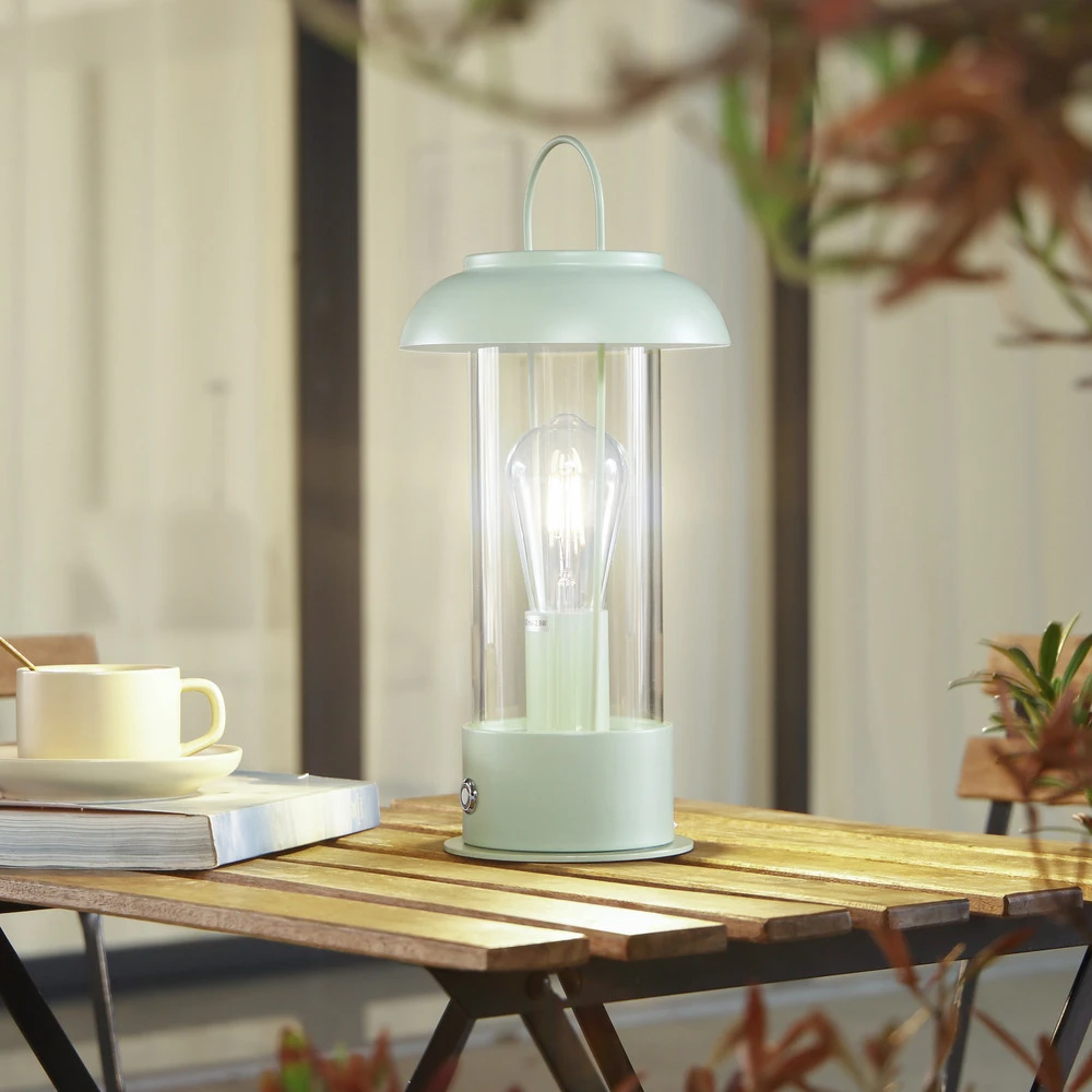 Lindby lampe de table sur batterie Yvette, vert, IP44, Touchdimmer