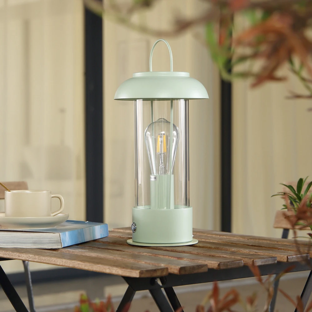 Lindby lampe de table sur batterie Yvette, vert, IP44, Touchdimmer