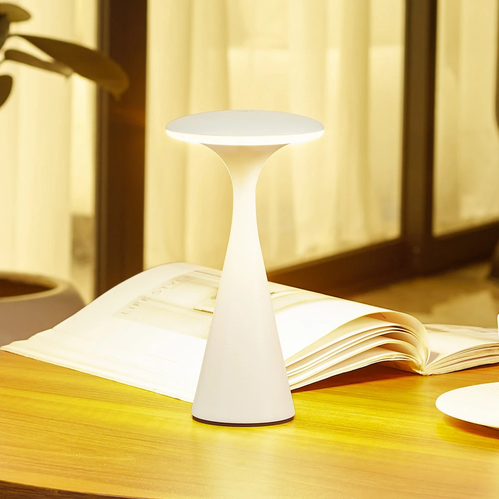 Luminaire de plafond design contemporain Lindby lampe de table LED accumulateur Evelen, blanc, IP54, CCT