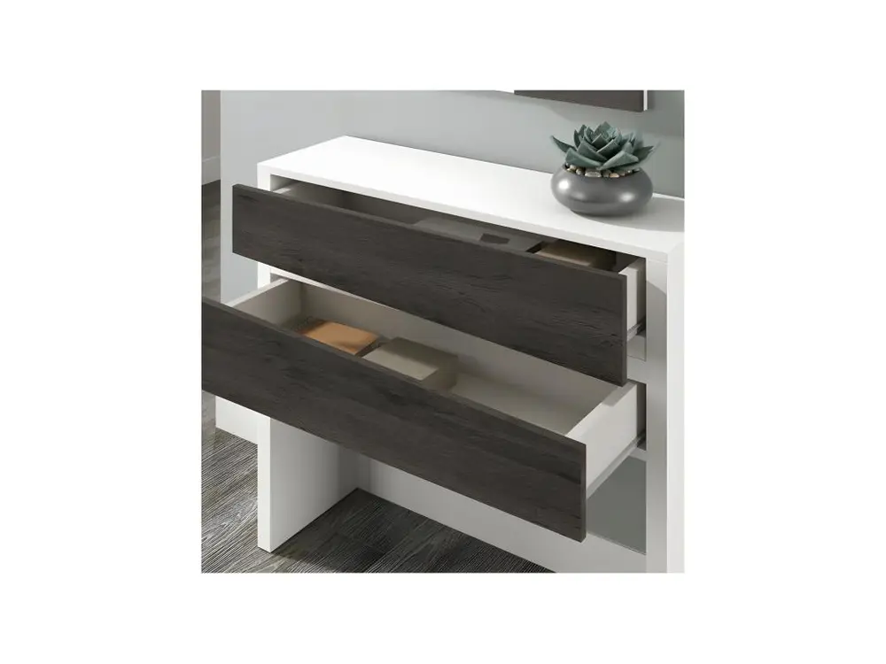 Luminaire de plafond design contemporain Meuble d'entrée Bois blanc/Bois noir + miroir - NIKITA : Noir et Blanc