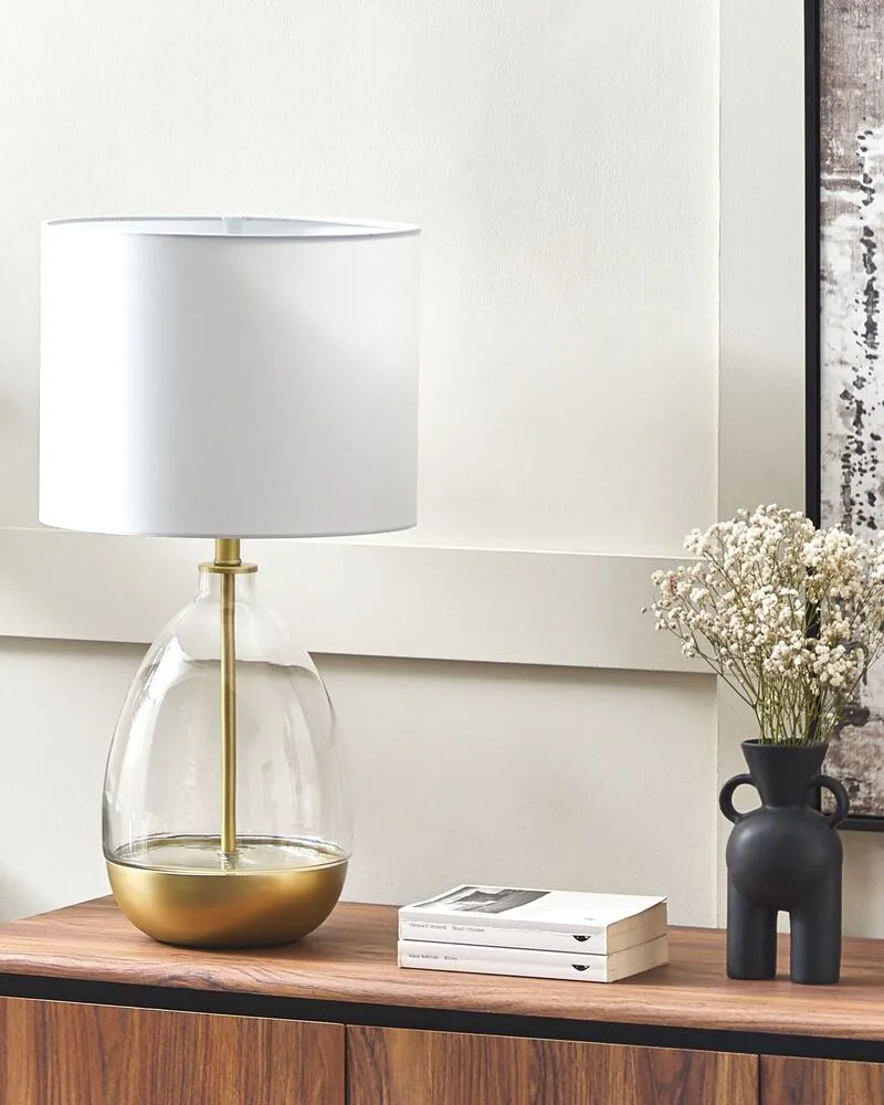 Luminaire de plafond à diffusion uniforme Tafellamp glas wit/goud OKARI