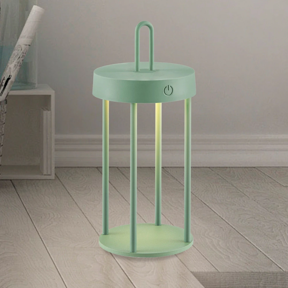 Luminaire de plafond à panneaux JUST LIGHT. Lampe de table LED à autonomie renouvelable Anselm, vert, 28 cm, fer