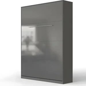 Luminaire de plafond à panneaux Lit escamotable +2 Placards Vertical 120x200+(50x2)cm Miroir Lit Anthracite/Anthracite bri...