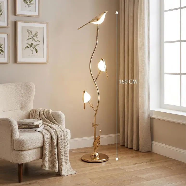 Lustre Cristal Premium Bird Design Lamp Dorure & White