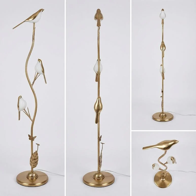 Lustre Cristal Premium Bird Design Lamp Dorure & White
