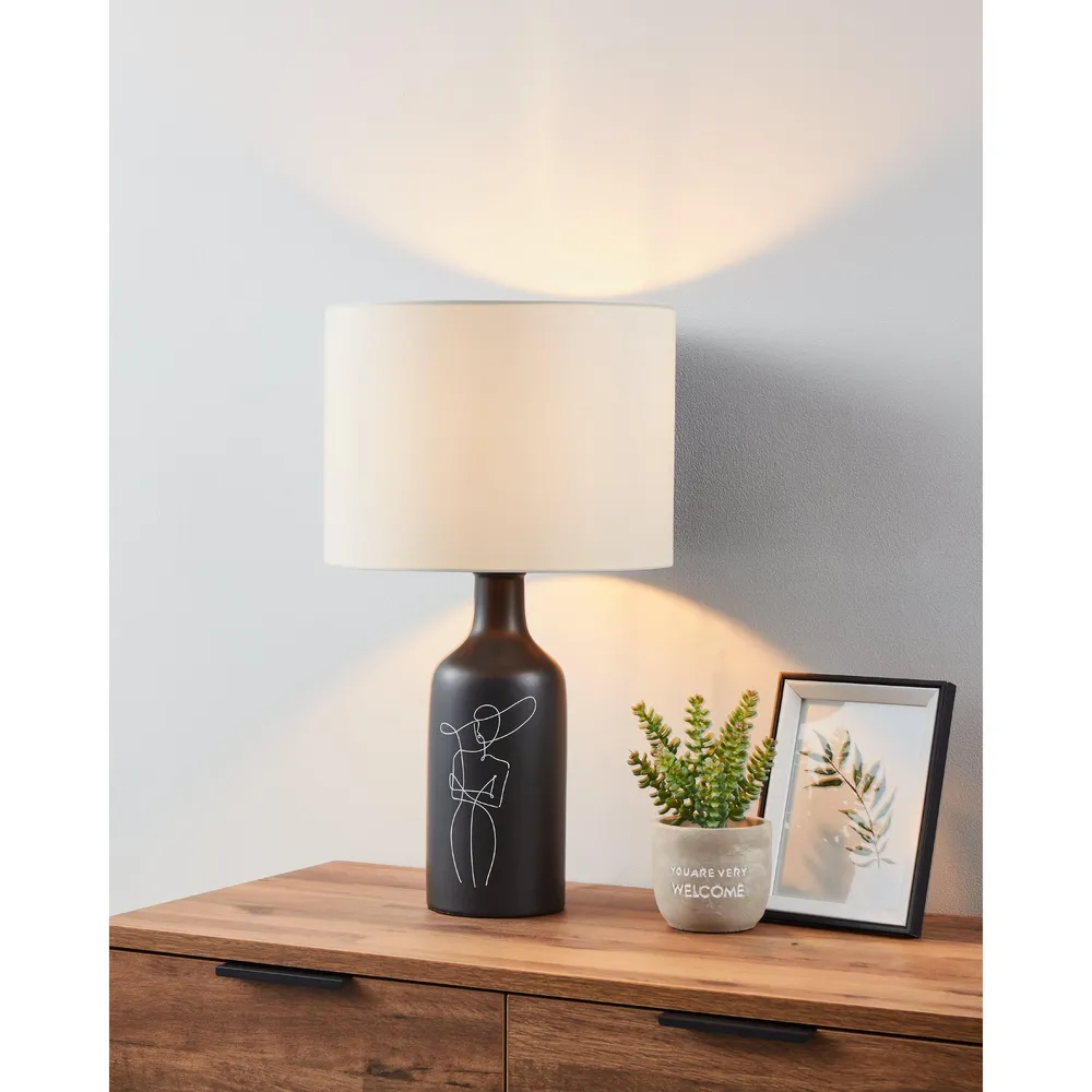 Lustre Cristal Premium Lampe de table métal noir/blanc VINOZA E27 1X40W