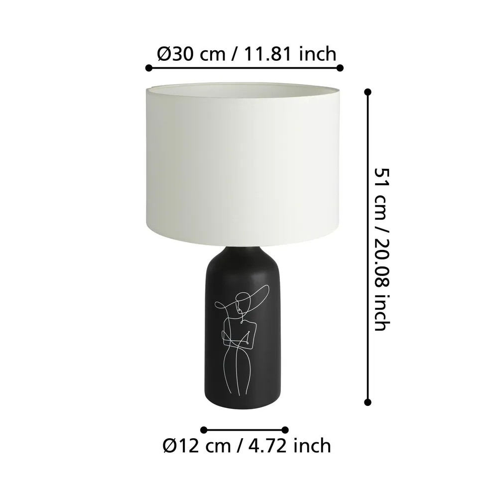 Lustre Cristal Premium Lampe de table métal noir/blanc VINOZA E27 1X40W