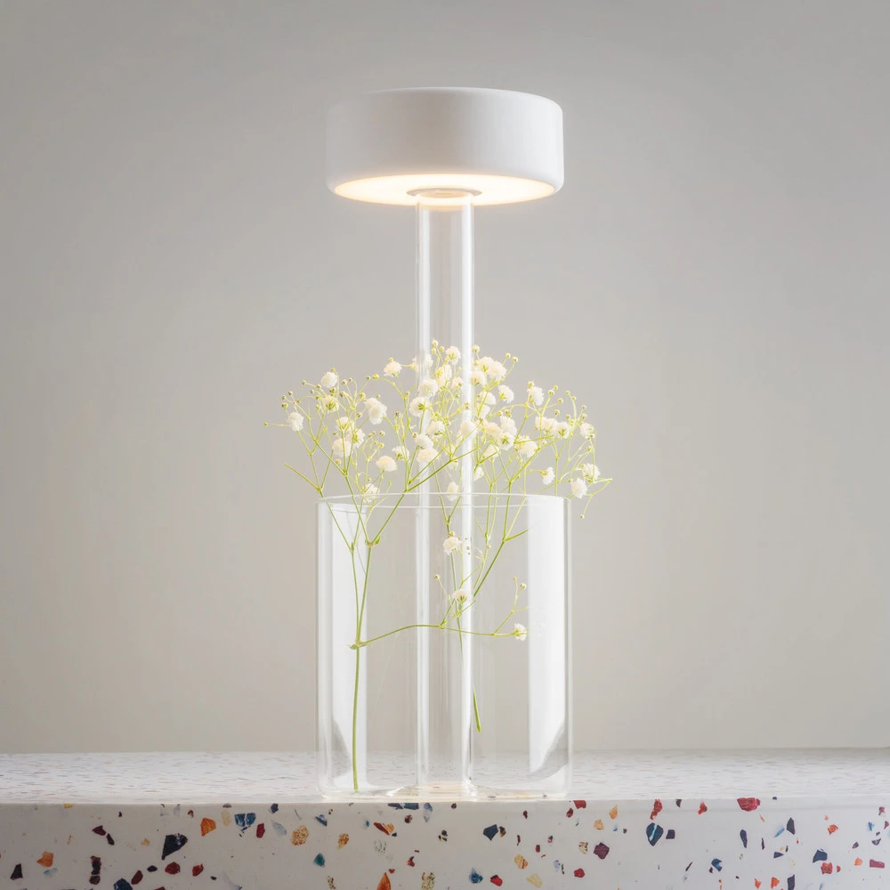 Lustre Cristal Premium Maytoni lampe de table LED accumulateur AI Collaboration, verre, blanc