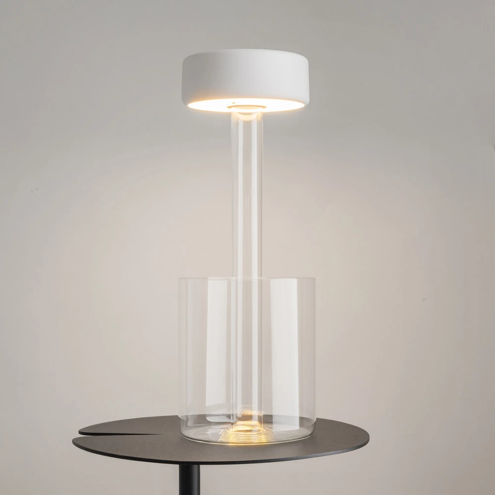 Lustre Cristal Premium Maytoni lampe de table LED accumulateur AI Collaboration, verre, blanc