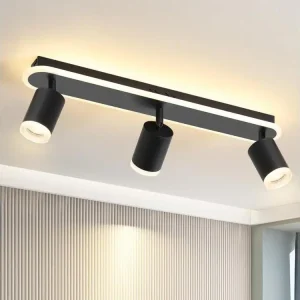 NETTLIFE 3 spots de plafond LED noir GU10 en métal, orientables à 330° pour chambre couloir salle à manger cuisine salon l...