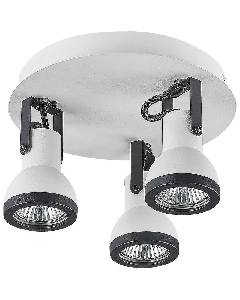 Plafonnier Design Moderne 3 lampes de plafond cadre rond blanc et noir BARO