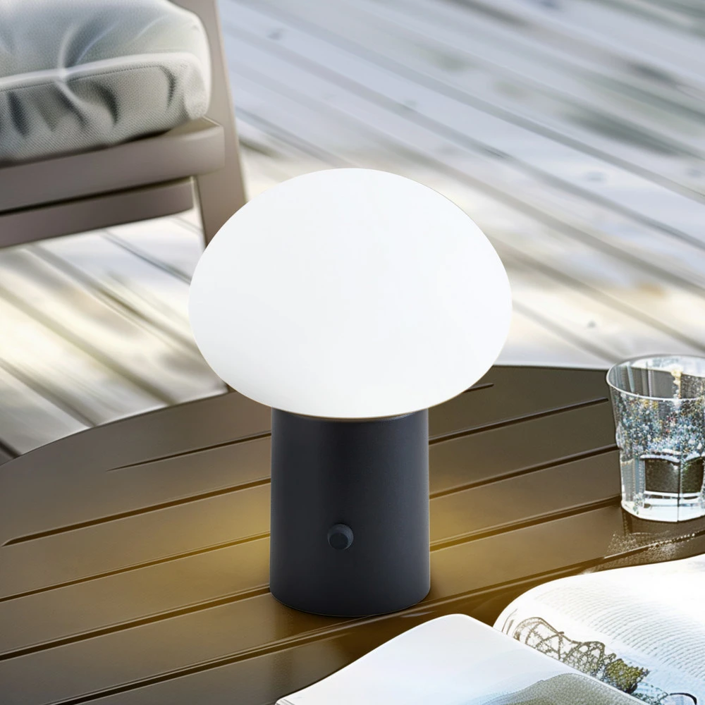Plafonnier Design Moderne Lindby lampe de table LED à autonomie renouvelable Zelie, noir, aluminium, IP44