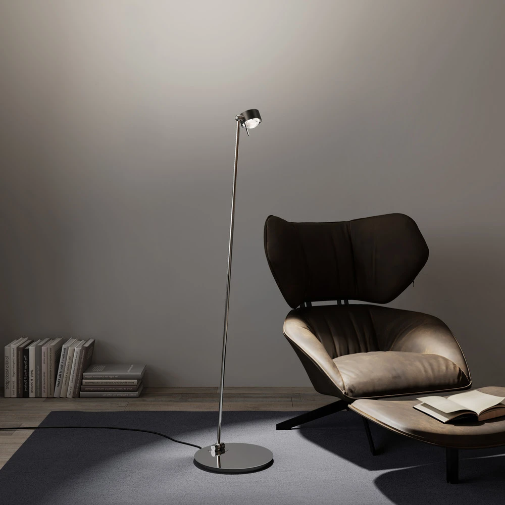 Plafonnier Design Moderne Puk! 80 Floor LED évidentes/mates, brun/chromé