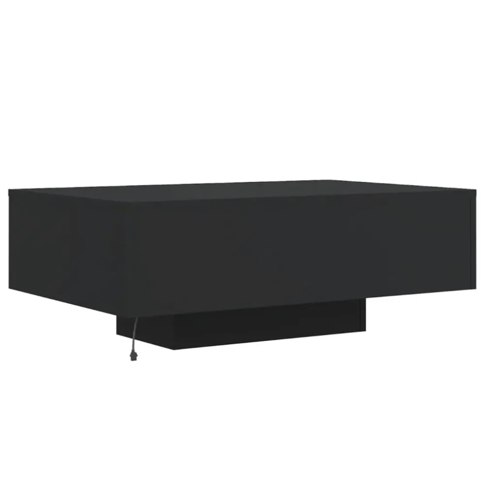 Plafonnier Design Moderne Table basse de salon design récent avec lumières LED 85 x 55 x 31 cm bois d'ingénierie noir DEC0...