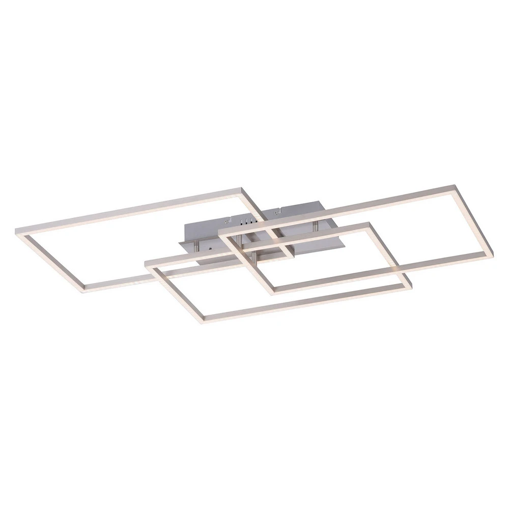 Plafonnier LED Iven, pâle, acier, 82x50 cm