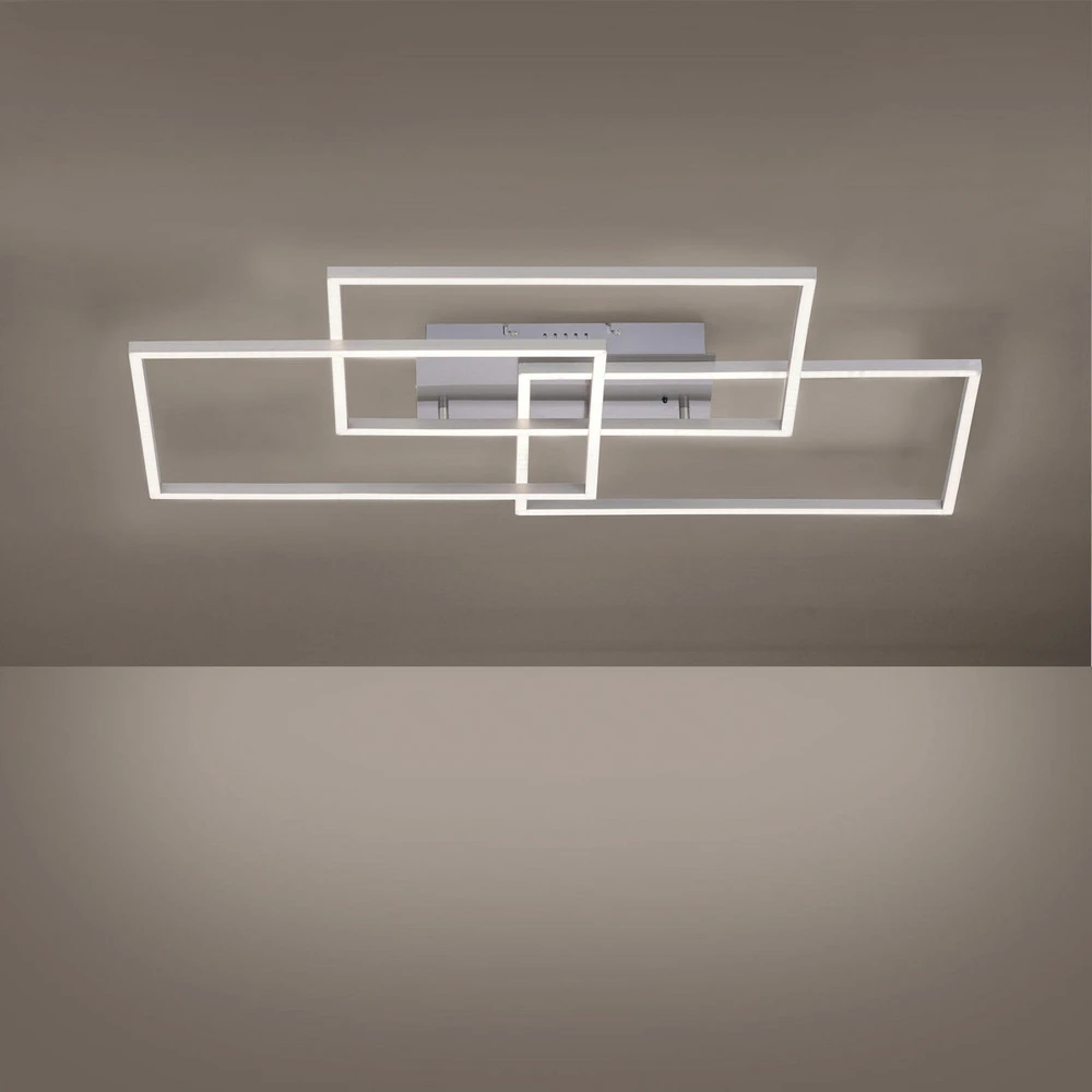 Plafonnier LED Iven, pâle, acier, 82x50 cm