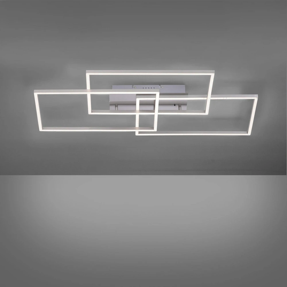 Plafonnier LED Iven, pâle, acier, 82x50 cm