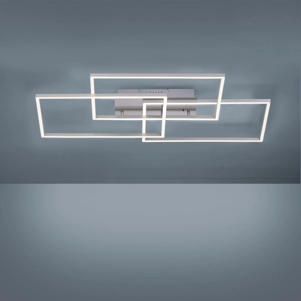 Plafonnier LED Iven, pâle, acier, 82x50 cm