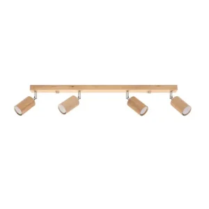 Plafonnier scandinave en bois - 4 sources lumineuses - L.80 x H.20 cm - chêne avec LED intégrée non remplaçable
