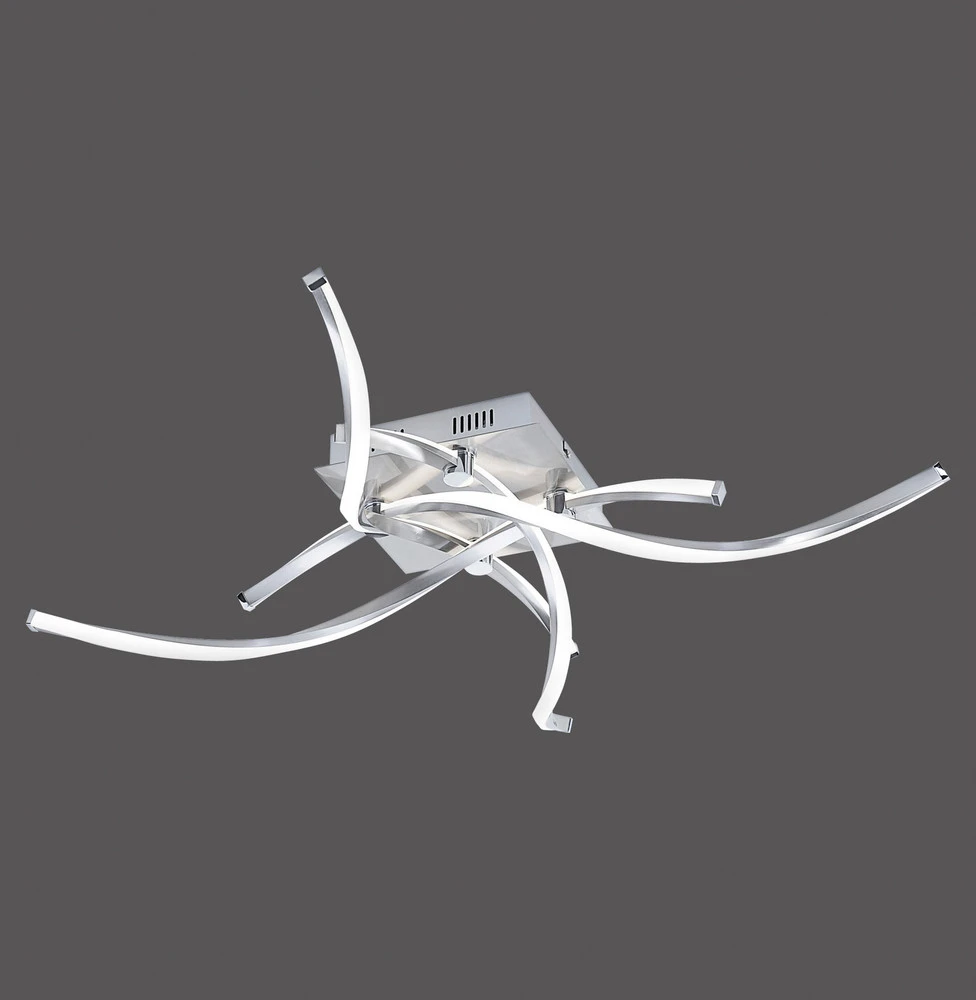 Plaque de plafond LED Paul Neuhaus Plafonnier LED Polina, 4 lampes, argent, intensité variable