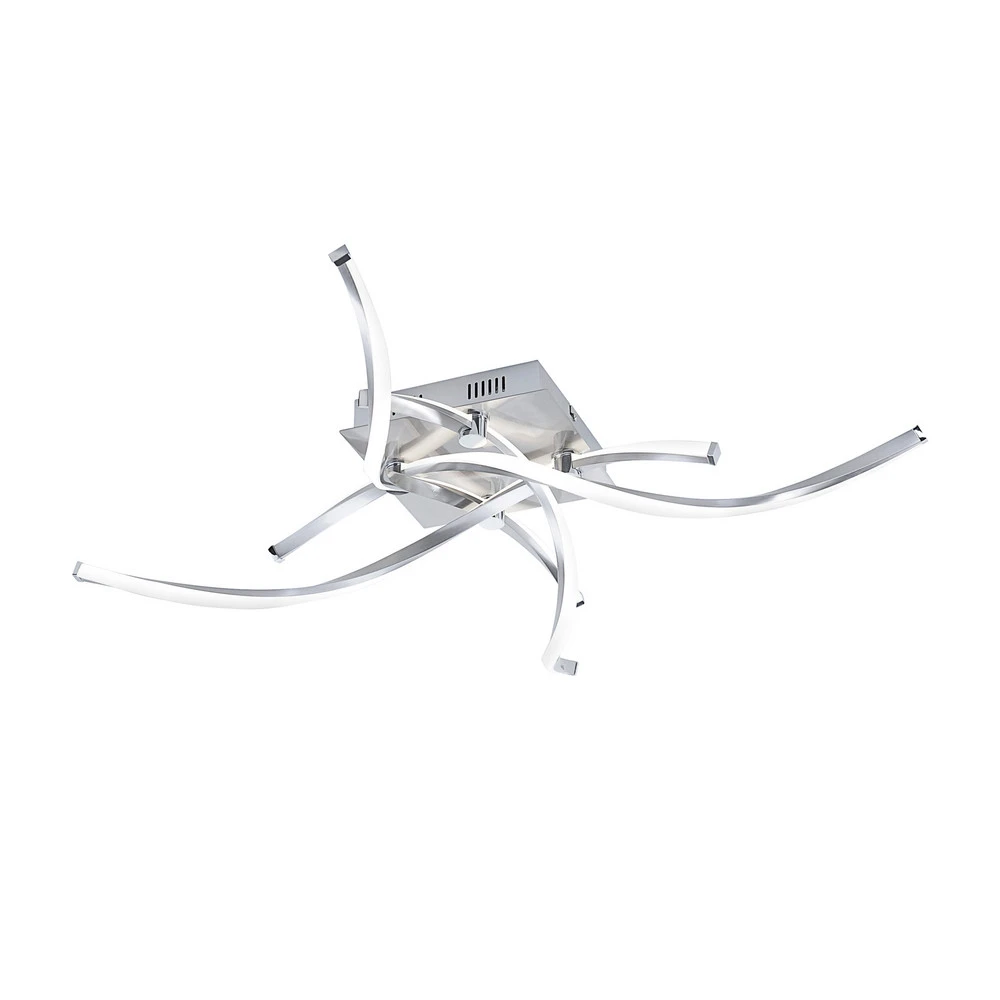Plaque de plafond LED Paul Neuhaus Plafonnier LED Polina, 4 lampes, argent, intensité variable