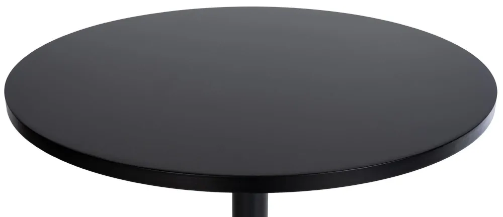 Table haute de bar bistrot plateau forme diamètre 60 cm rond en bois noir et métal chromé 10_0006576