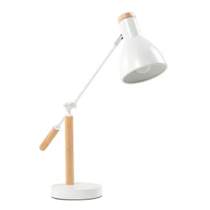 Table Lamp Blanc pur and Light Wood PECKOS