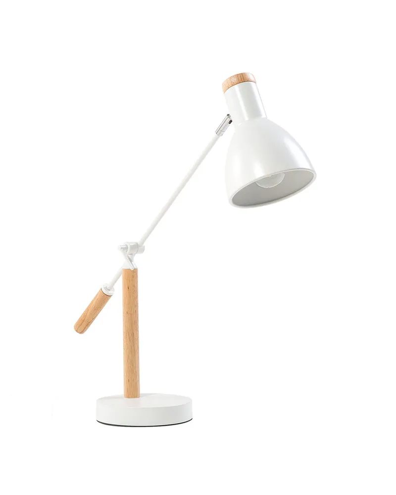 Table Lamp Blanc pur and Light Wood PECKOS