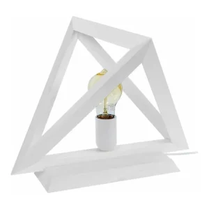 TÉTRAÈDRE C - Lampe poser géométrique bois blanc d'ivoire avec diffuseur opale
