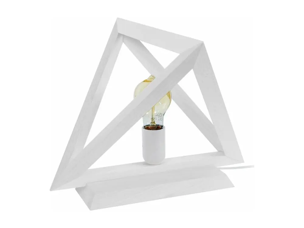 TÉTRAÈDRE C - Lampe poser géométrique bois blanc d'ivoire avec diffuseur opale