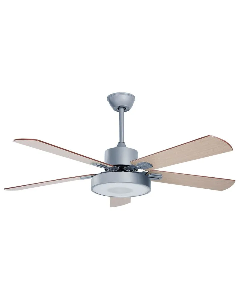 Ventilateur de plafond avec lumière gris évident et bois évident HOBBLE (Carré 30x30cm)
