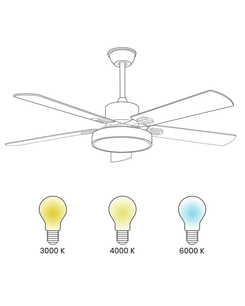Ventilateur de plafond avec lumière gris évident et bois évident HOBBLE (Carré 30x30cm)