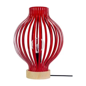 Éco-Énergétique LAM. BASEL - Lampe poser ovale métal naturel et rouge