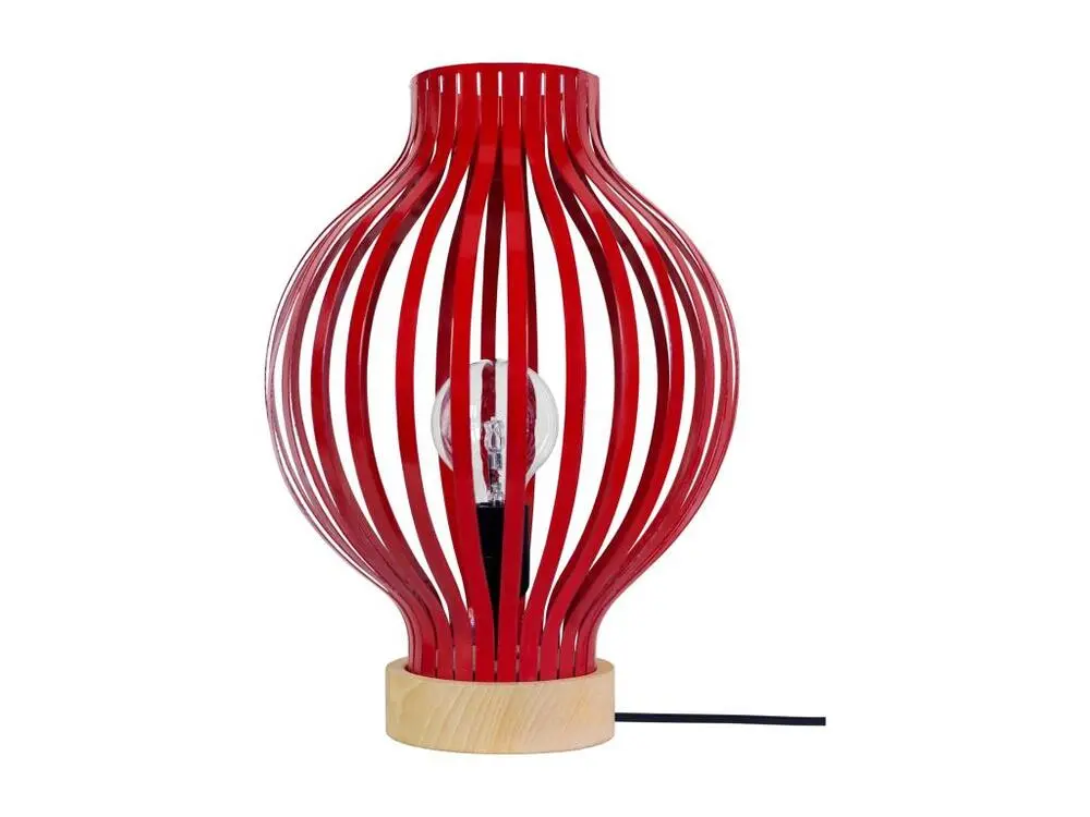 Éco-Énergétique LAM. BASEL - Lampe poser ovale métal naturel et rouge
