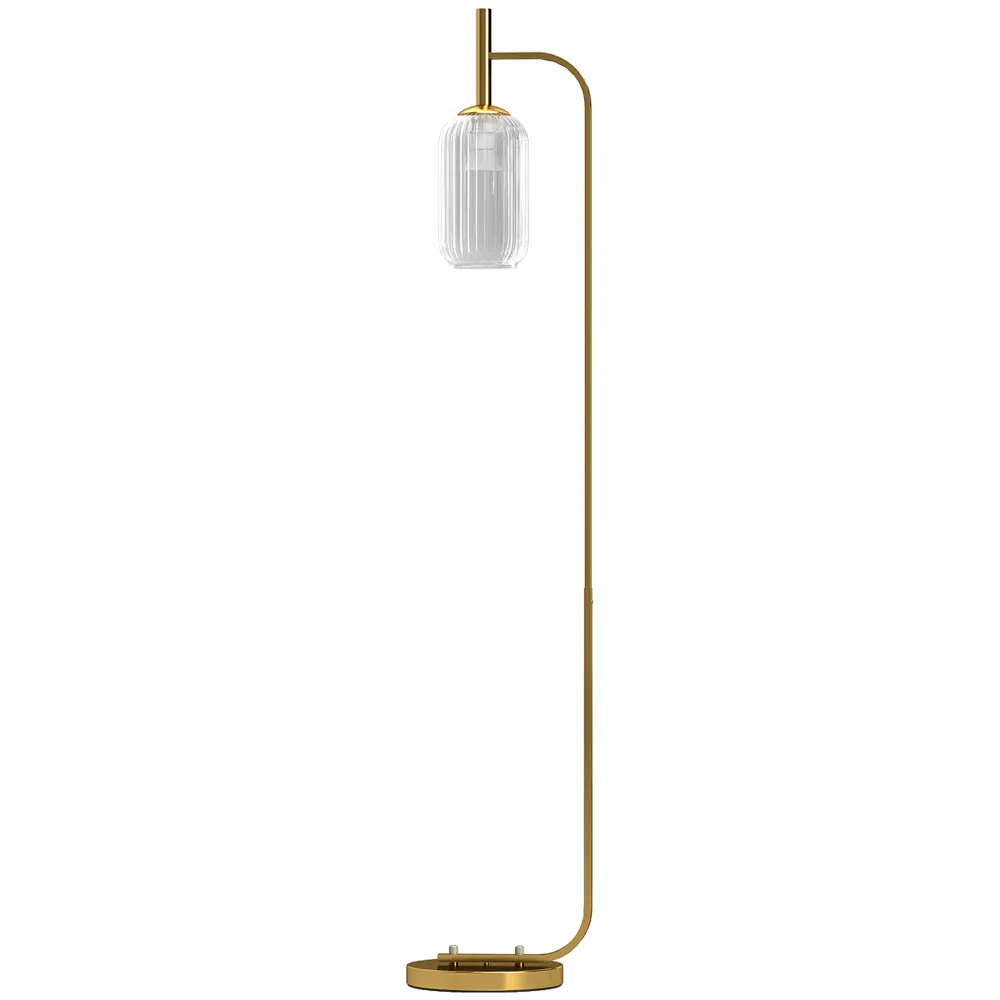 Lampada sur Socle Contemporain avec Abat-Jour en Verre, Lampadaire avec Interrupteur à Pied pour Ampoules E27 LED, pour Sa...