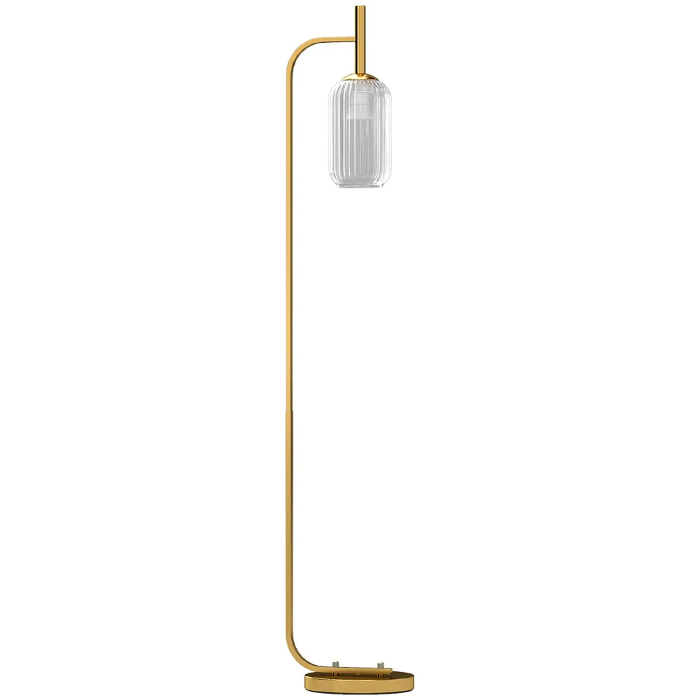 Lampada sur Socle Contemporain avec Abat-Jour en Verre, Lampadaire avec Interrupteur à Pied pour Ampoules E27 LED, pour Sa...