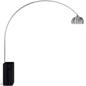 Lampadaire avec Base en Marbre - Lampe de Salon - Bow Noir (Certifié CE)