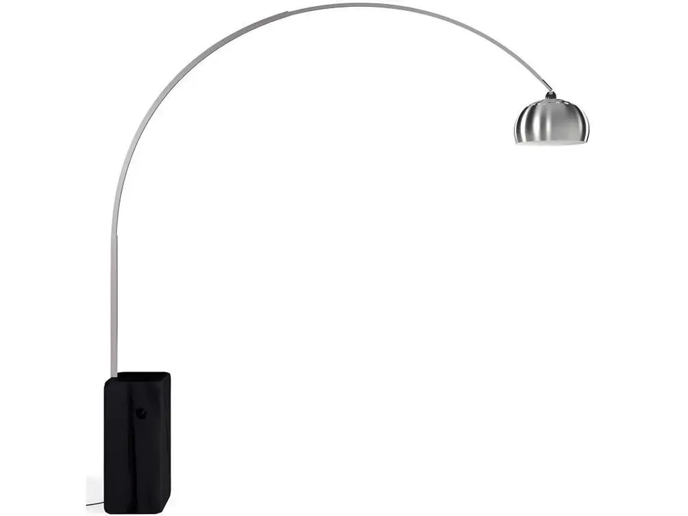 Lampadaire avec Base en Marbre - Lampe de Salon - Bow Noir (Certifié CE)