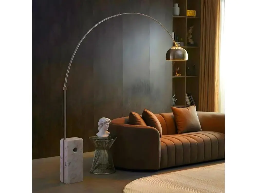 Lampadaire avec Base en Marbre - Lampe de Salon - Bow Noir (Certifié CE)