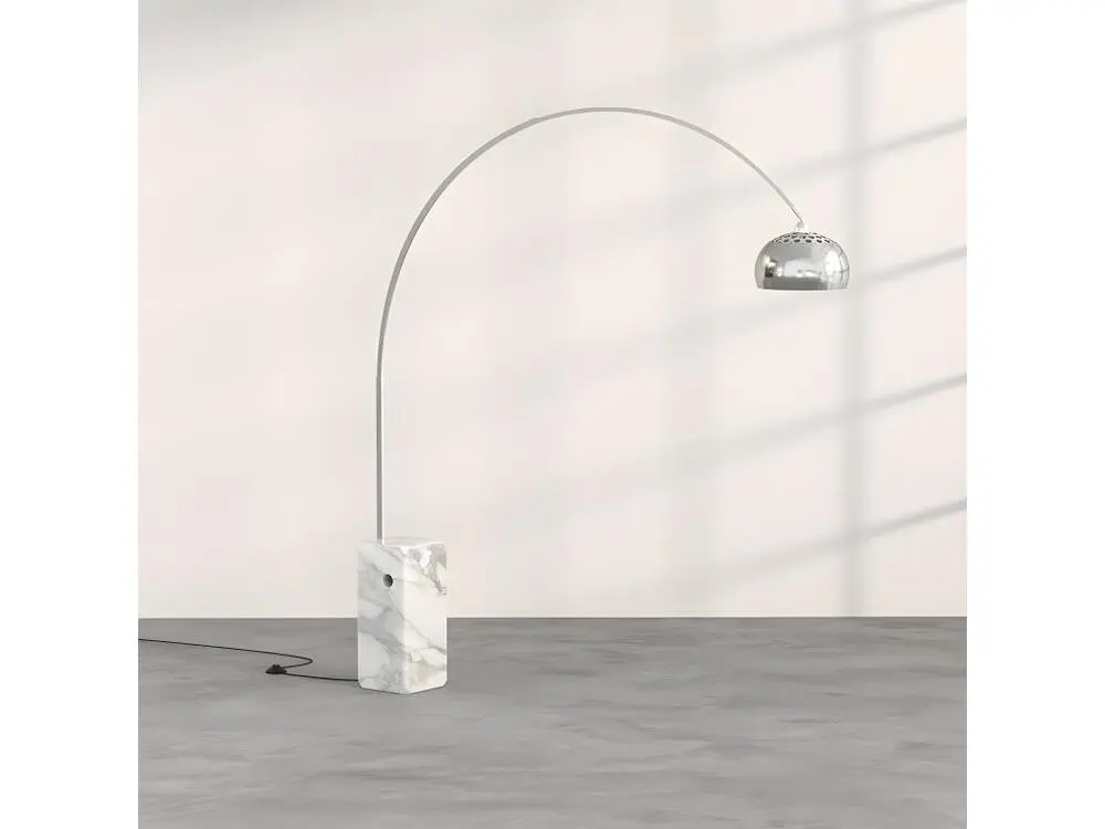 Lampadaire avec Base en Marbre - Lampe de Salon - Bow Noir (Certifié CE)