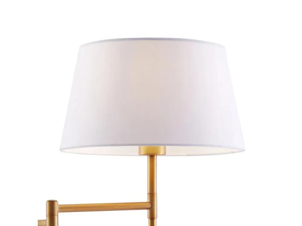 Lampadaire en cuivre étain avec abat-jour blanc et liseuse orientable - Ladas