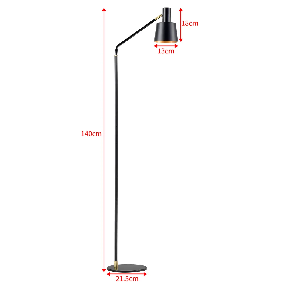Lampadaire lampe lumière luminaire bristol abat-jour réglable e14 hauteur 140 cm noir 03_0007258 en papier artisanal