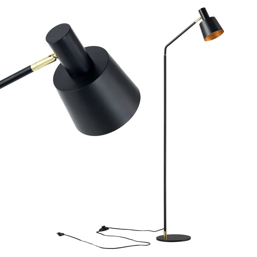 Lampadaire lampe lumière luminaire bristol abat-jour réglable e14 hauteur 140 cm noir 03_0007258 en papier artisanal