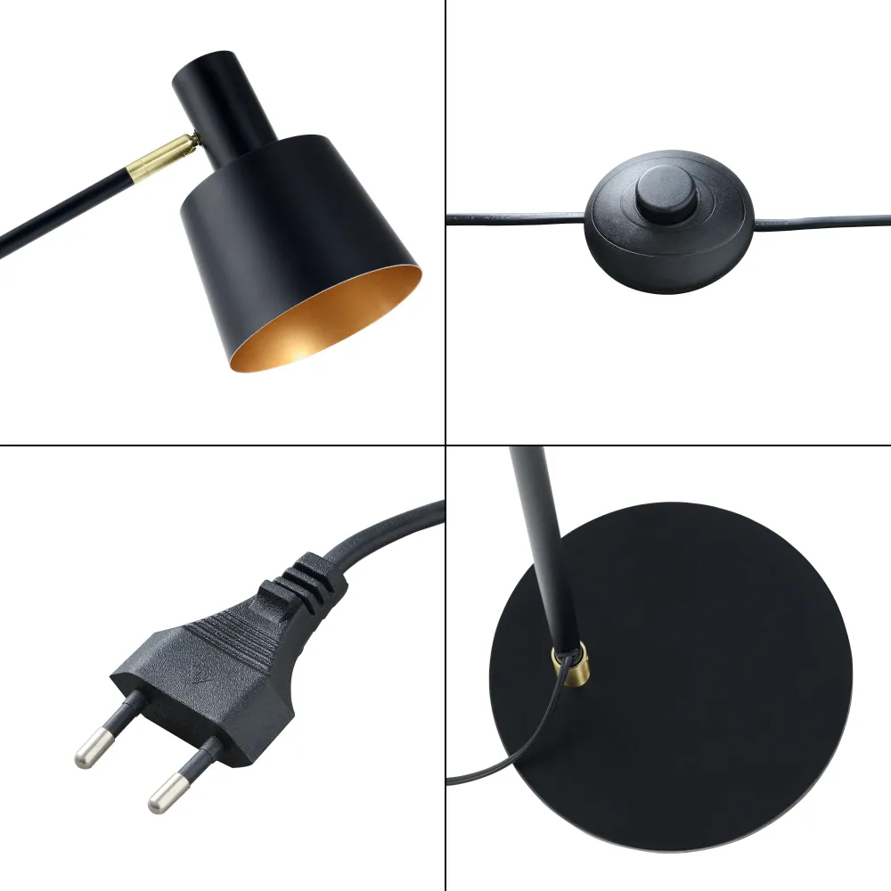 Lampadaire lampe lumière luminaire bristol abat-jour réglable e14 hauteur 140 cm noir 03_0007258 en papier artisanal